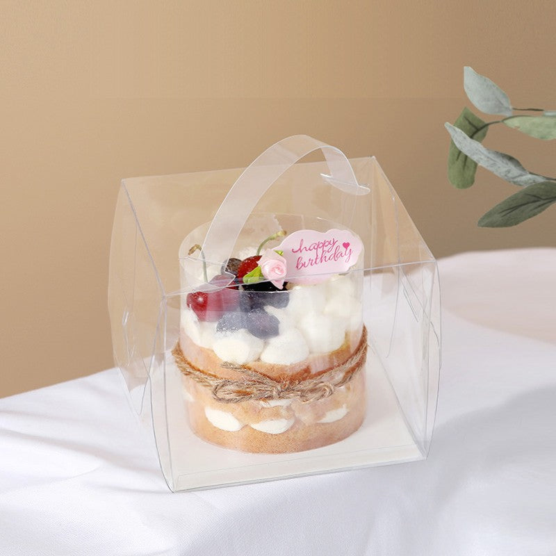 Clear Square Cake Box W/ Handle & Board | Ideal for 3" 4" Cake