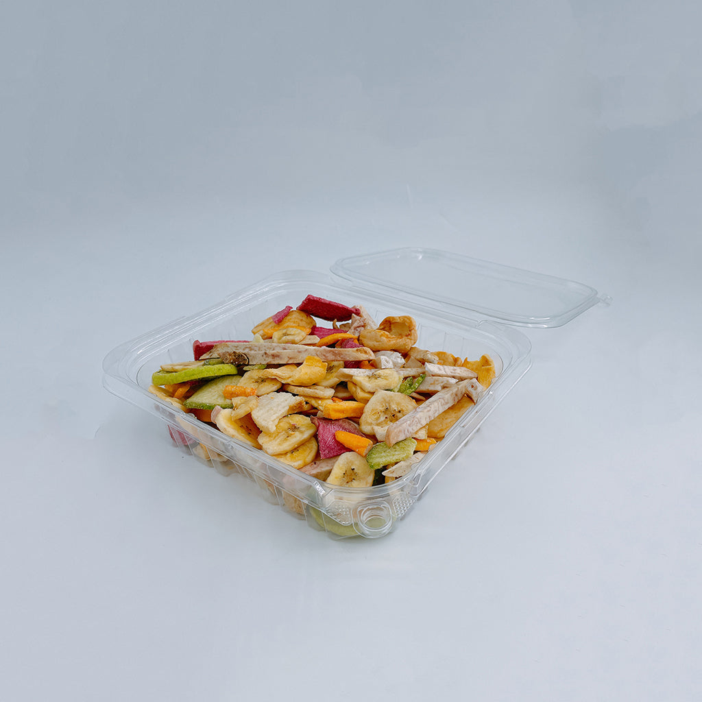 PLS-35 | Récipient à salade rectangulaire transparent à charnière en PET de 35 oz - 150 ensembles