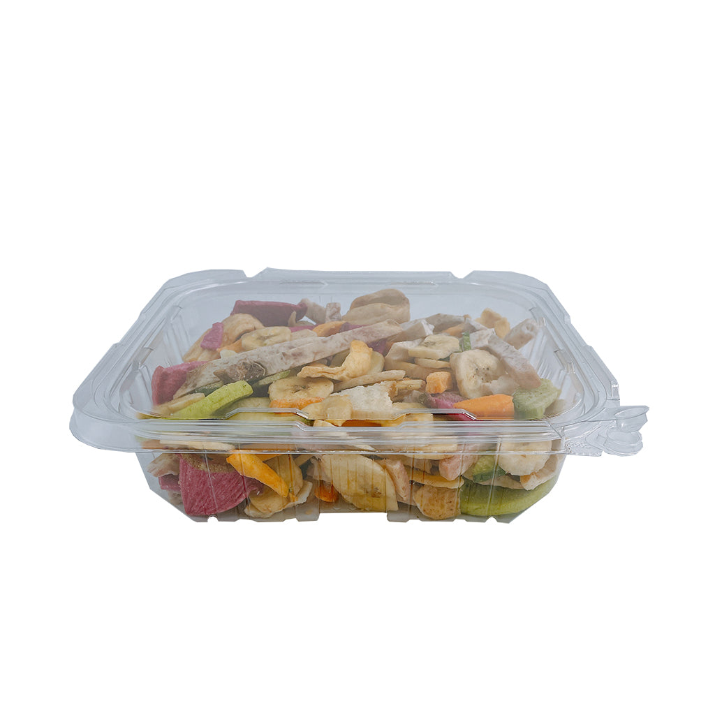 PLS-48 | Récipient à salade rectangulaire transparent à charnière en PET de 48 oz - 150 ensembles