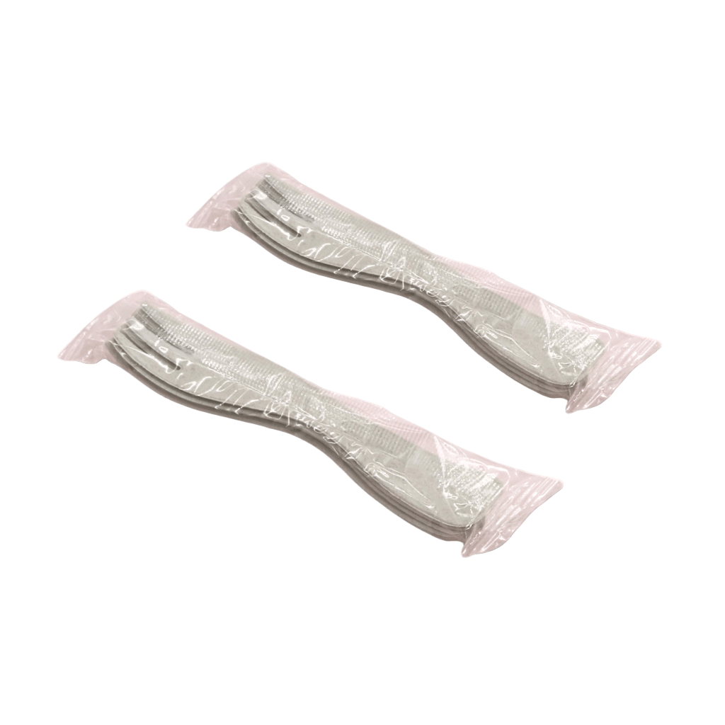 Compostable Birthday Tableware Combo | 1 Chaff Knife & 10 Paper Plates & 10 Chaff Forks & 10 Candles