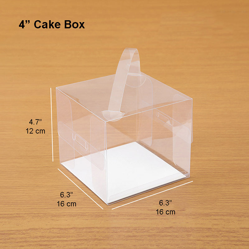 Clear Square Cake Box W/ Handle & Board | Ideal for 3" 4" Cake