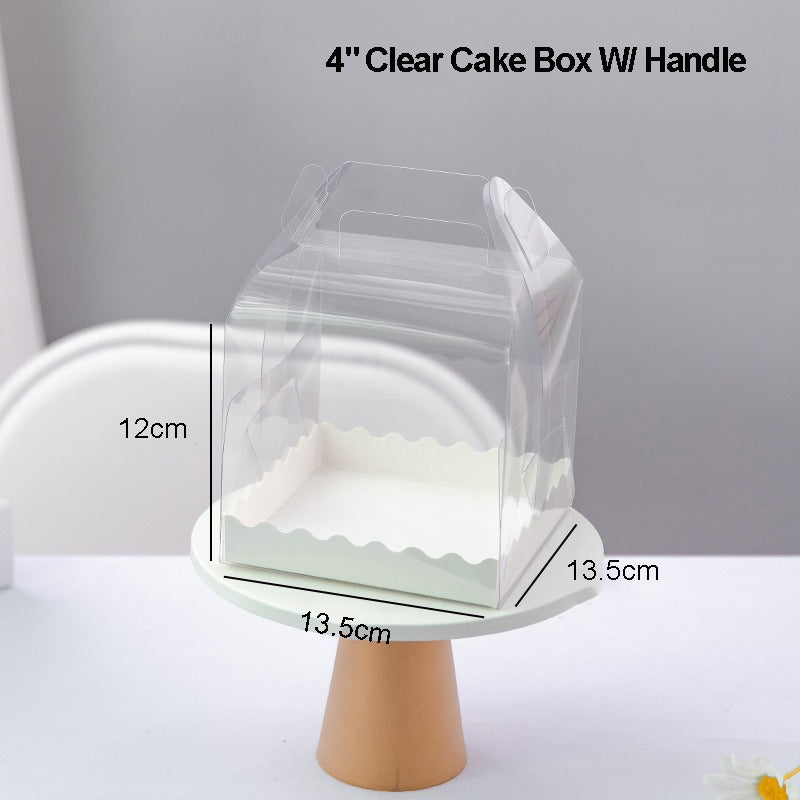 Clear Mini Cake Box W/ Handle & White Board | Ideal for 3" 4" 5" 6" Cake