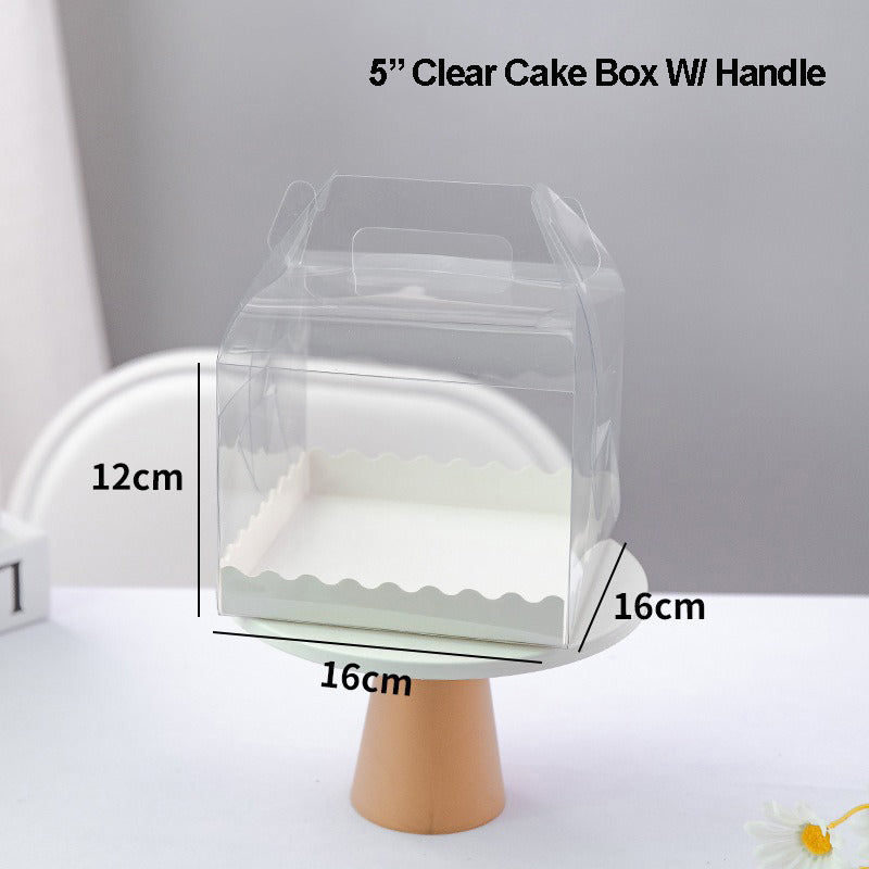 Clear Mini Cake Box W/ Handle & White Board | Ideal for 3" 4" 5" 6" Cake