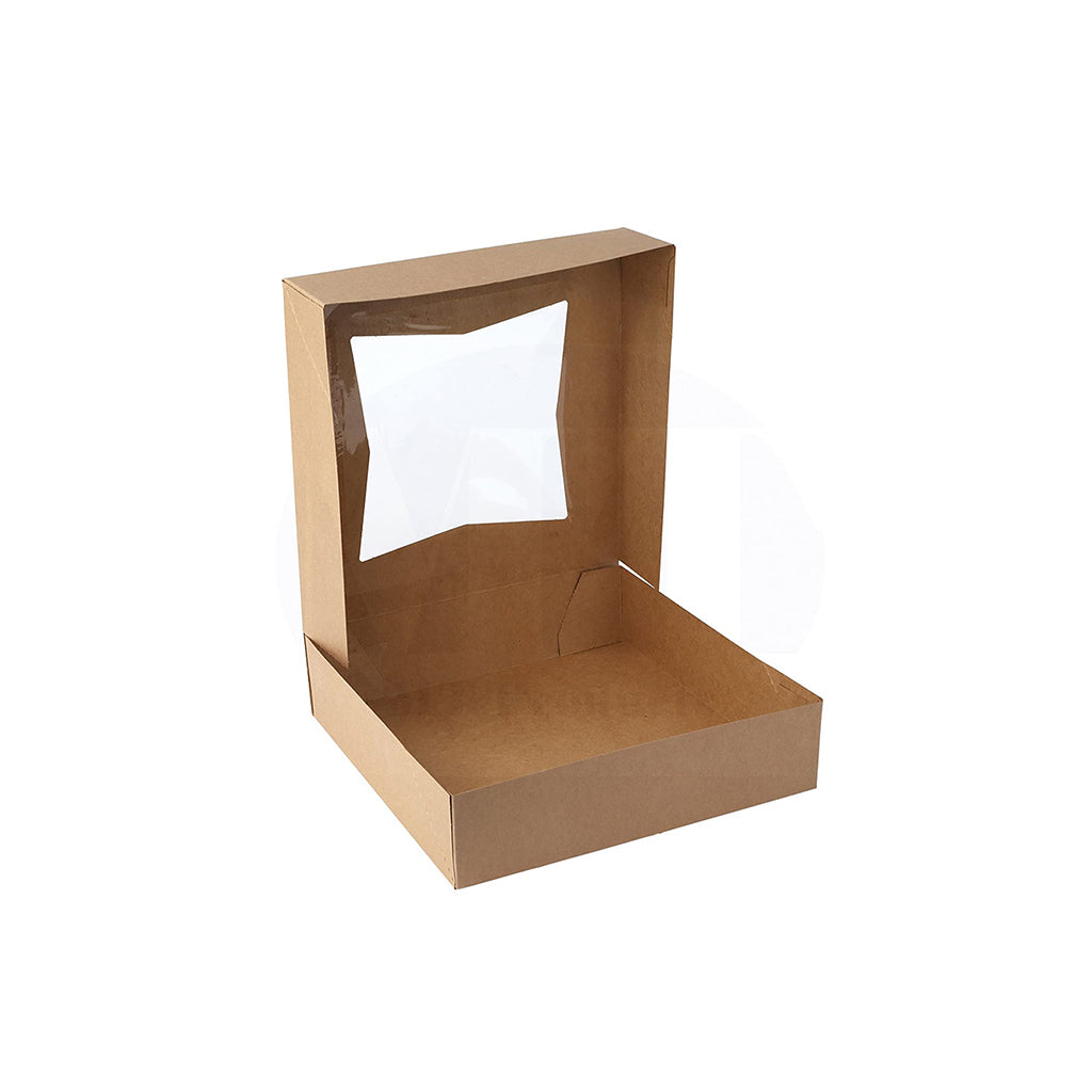 Kraft Cake Paper Box opened in white background hdbiopak