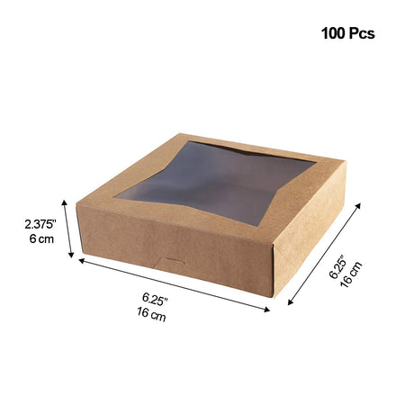 Kraft Cake Paper Box size description in white background hdbiopak