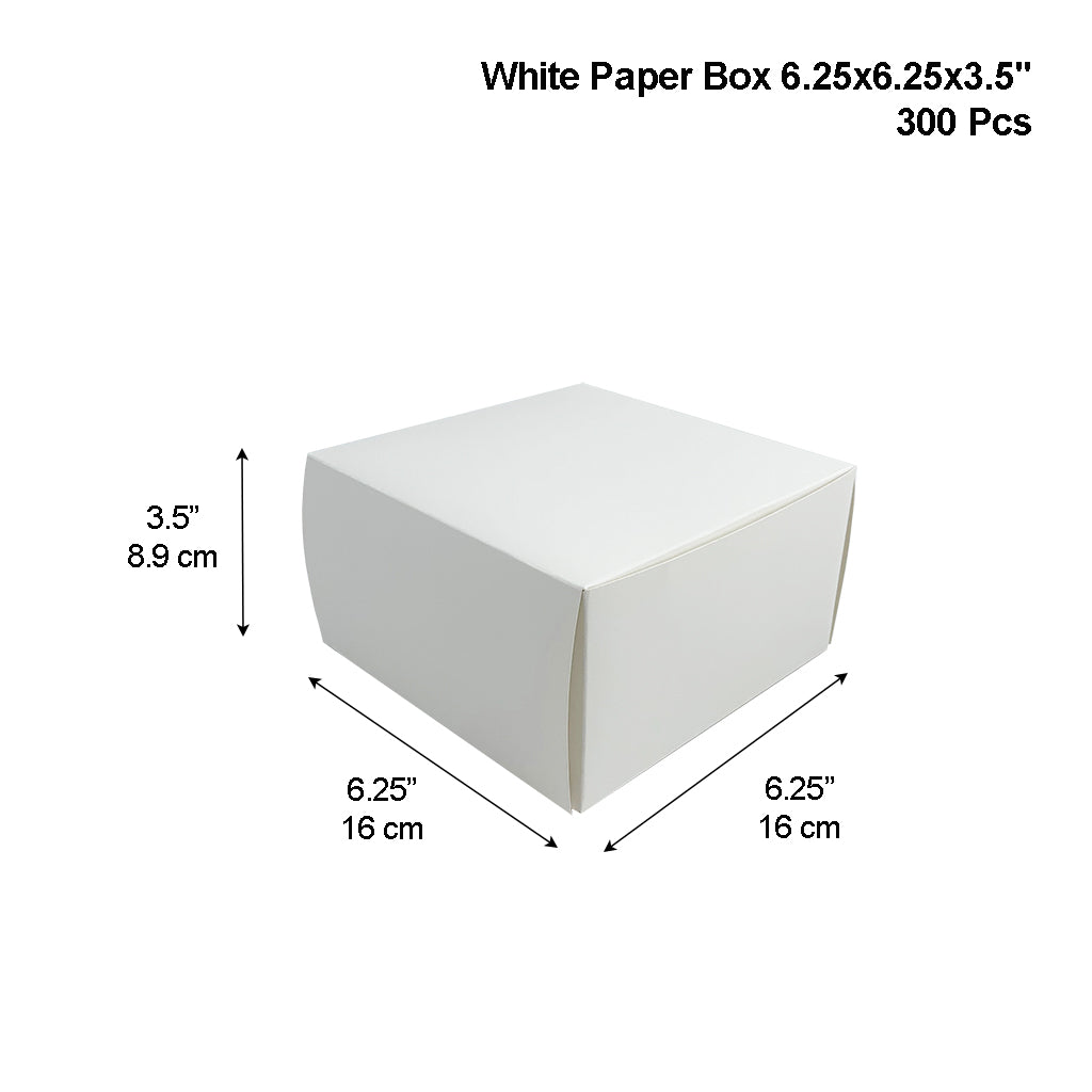 Boîte à pâtisserie en papier à gâteau carré blanc | 6,25x6,25x3,5" - 300 pièces