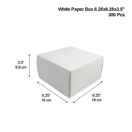 Boîte à pâtisserie en papier à gâteau carré blanc | 6,25x6,25x3,5" - 300 pièces