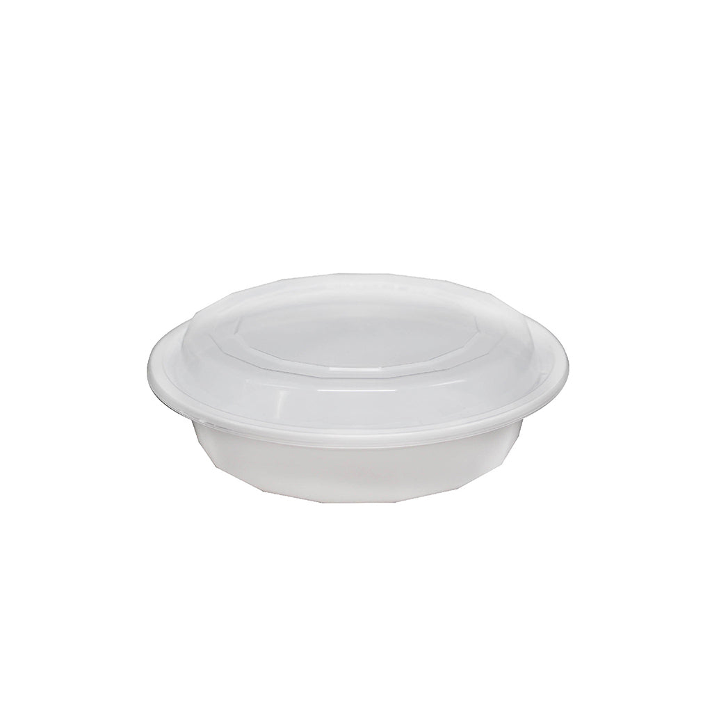 F-6016 | TD 16oz PP White Round Container W/ Lid (No hole)