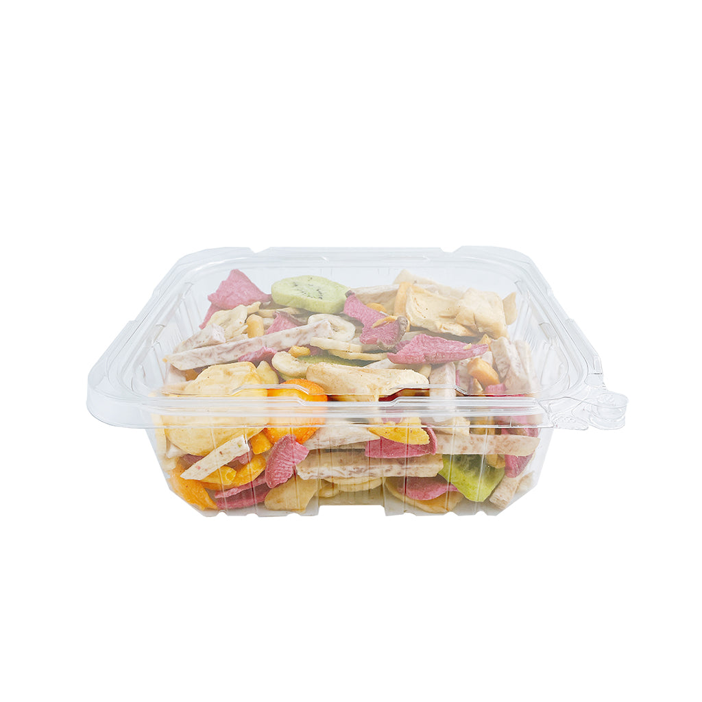 PLS-64 | 64oz PET Clear Rectangular Hinged Safety Lock Salad Container - front