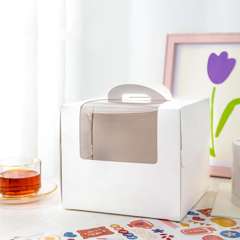 White Cake Box W/ Window & Handle & Board | Ideal for 4" 6" 8" Cake
