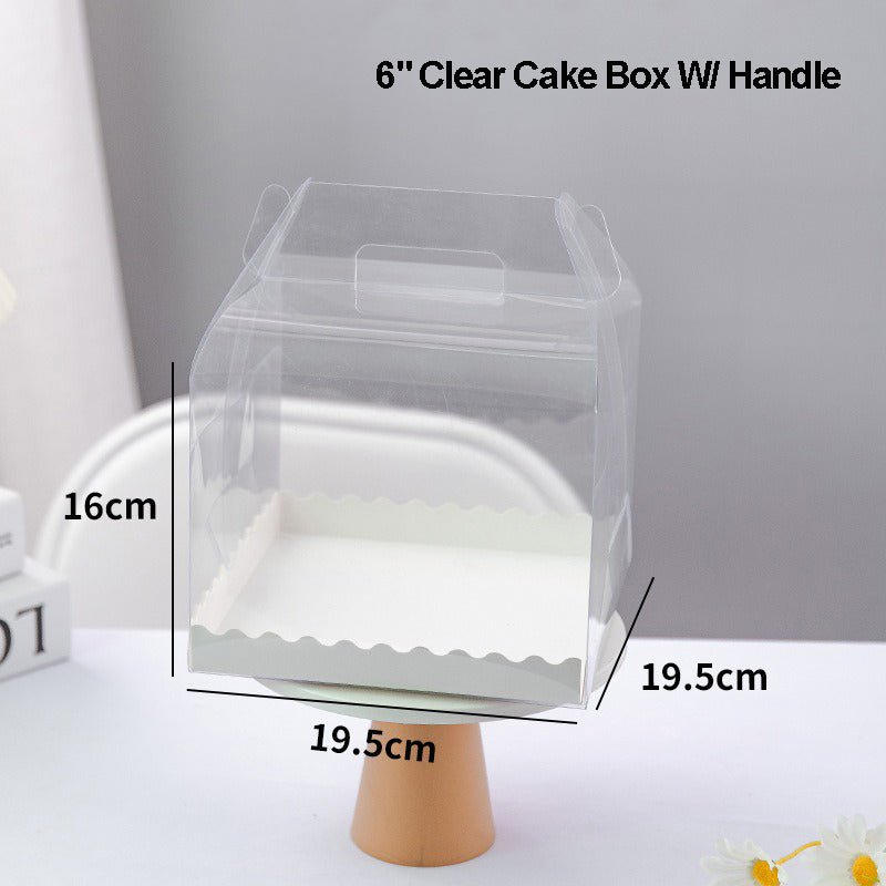 Clear Mini Cake Box W/ Handle & White Board | Ideal for 3" 4" 5" 6" Cake