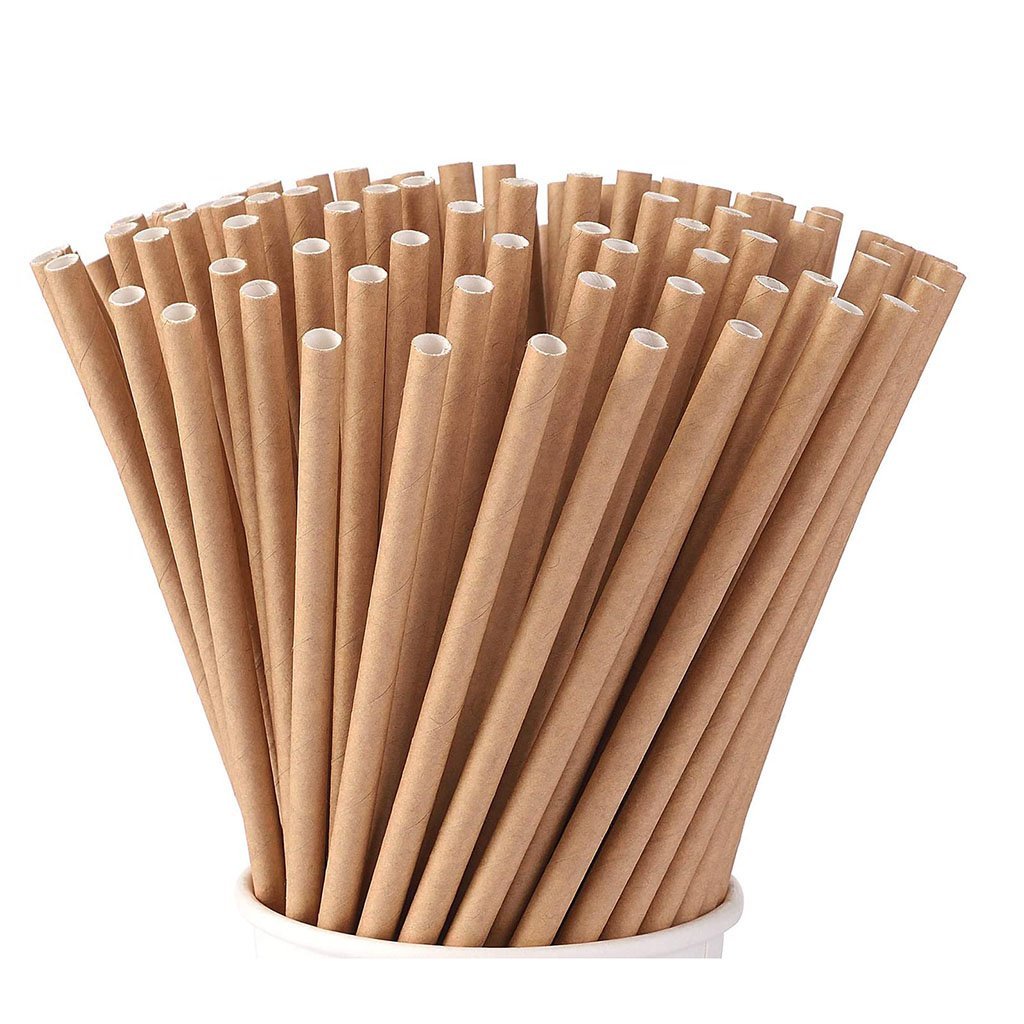 6x230mm diagonal cut kraft paper straws, eco-friendly biodegradable straws for bubble tea - individually wrapped 5000 pcs bulk pack