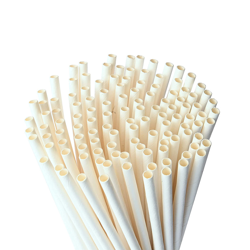6x230mm diagonal cut white paper straws, eco-friendly biodegradable straws for bubble tea - individually wrapped 5000 pcs bulk pack