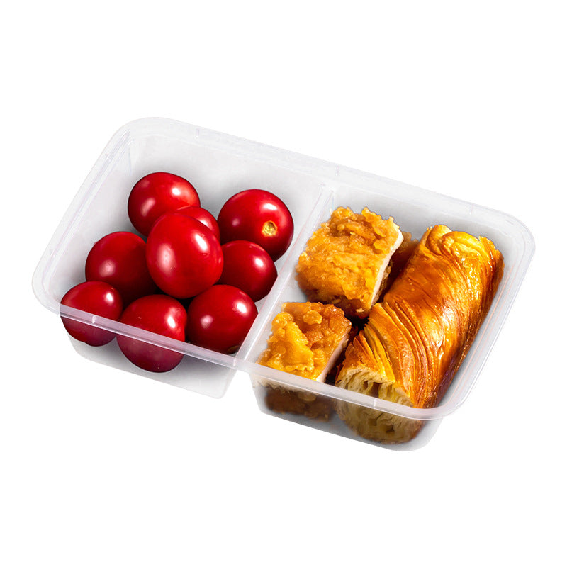 T-750 | 25oz PP Clear Rectangular Container | 2 Compartment (Base Only)