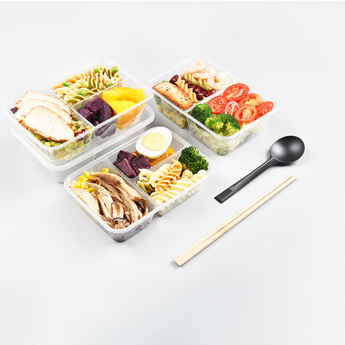 T-750 | 25oz PP Clear Rectangular Container | 2 Compartment (Base Only)