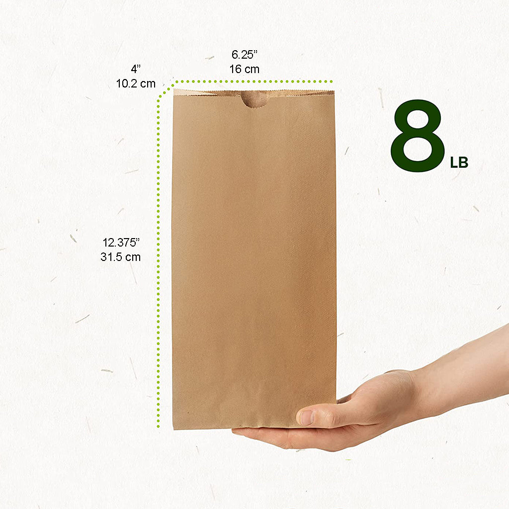 8lb Paper Kraft Bakery Bag | 6.25x4x12.375" - size