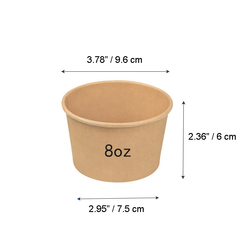 #8B | 8oz Eco-friendly Kraft Paper Soup Cup (Base Only) - 500 Pcs - HD Bio Packaging