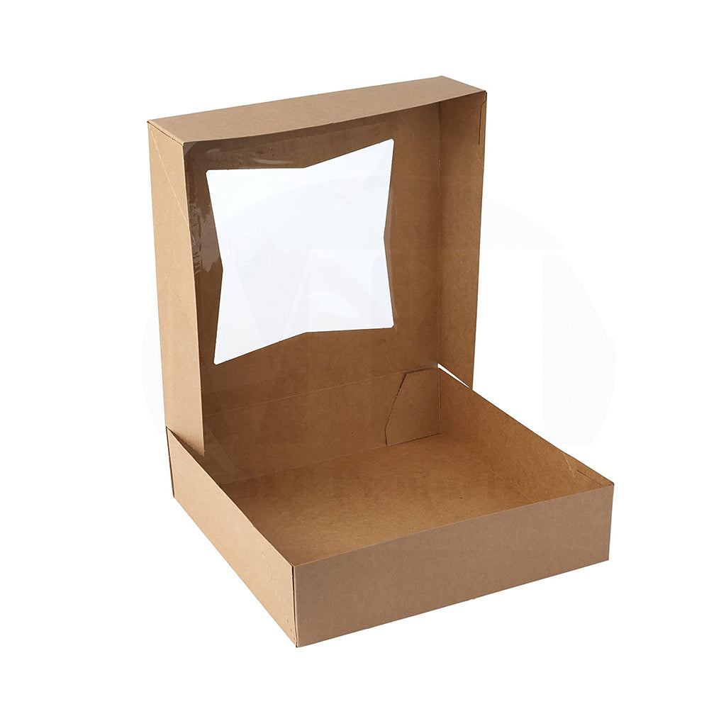 Kraft Cake Paper Box W/ Window open
