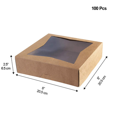 Kraft Cake Paper Box W/ Window with size description