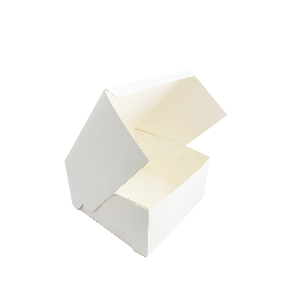 White Square Cake Paper Box Pastry Box | 9.25x9.25x5" - open