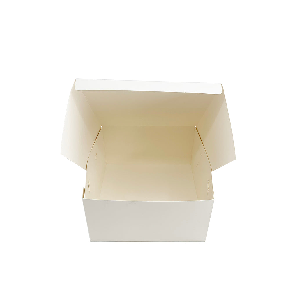 White Square Cake Paper Box Pastry Box | 9.25x9.25x5" - open front