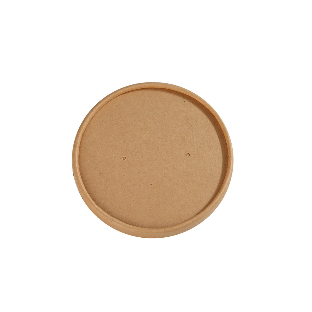 96mm Kraft Paper Lid | Fit 8B/12B/16B Paper Soup Cup (Lid Only)