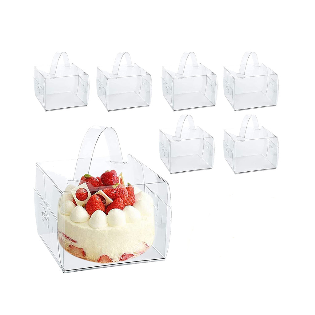 Clear Square Cake Box W/ Handle & Board | Ideal for 3" 4" Cake