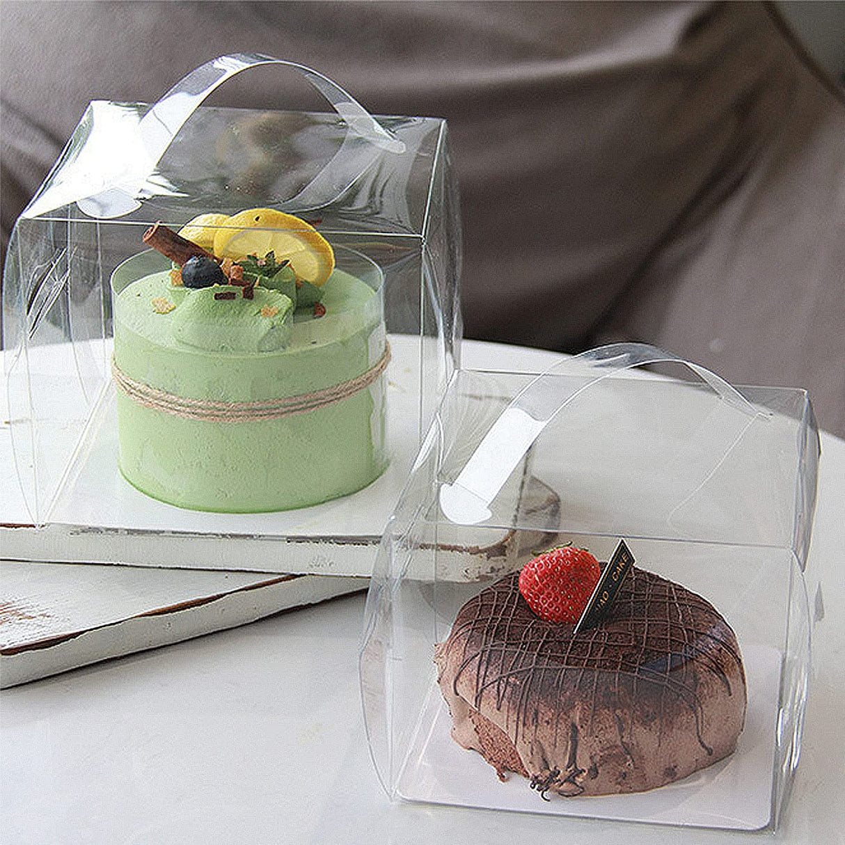 Clear Square Cake Box W/ Handle & Board | Ideal for 3" 4" Cake