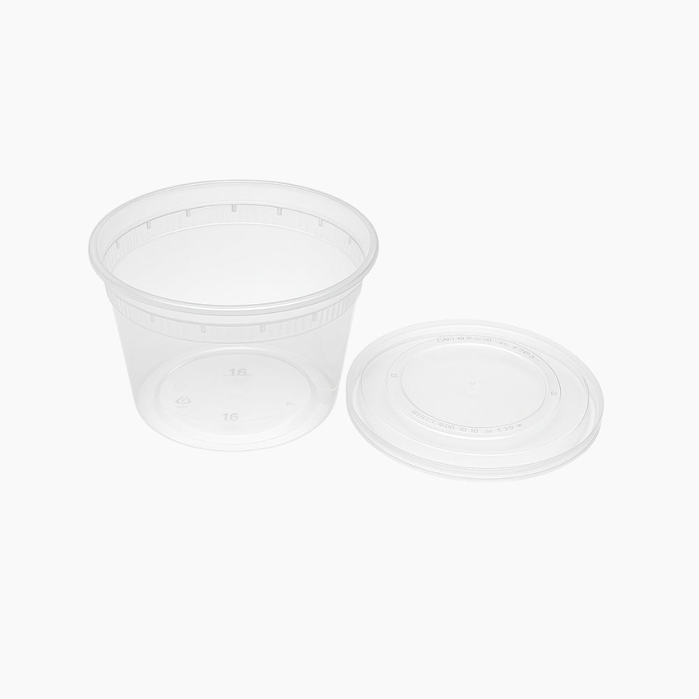 16oz Microwaveable PP Leak-resistant Translucent Deli Container W/ Lid split