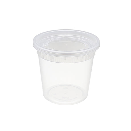 24oz Microwaveable PP Leak-resistant Translucent Deli Container W/ Lid in grey background