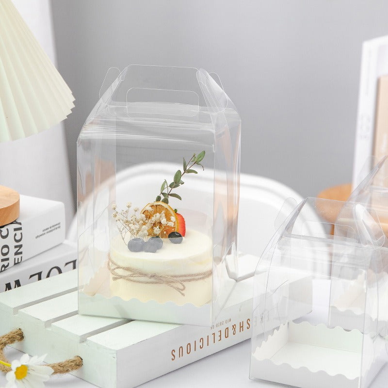 Clear Mini Cake Box W/ Handle & White Board | Ideal for 3" 4" 5" 6" Cake