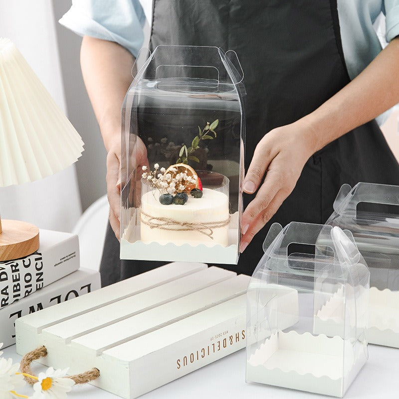 Clear Mini Cake Box W/ Handle & White Board | Ideal for 3" 4" 5" 6" Cake