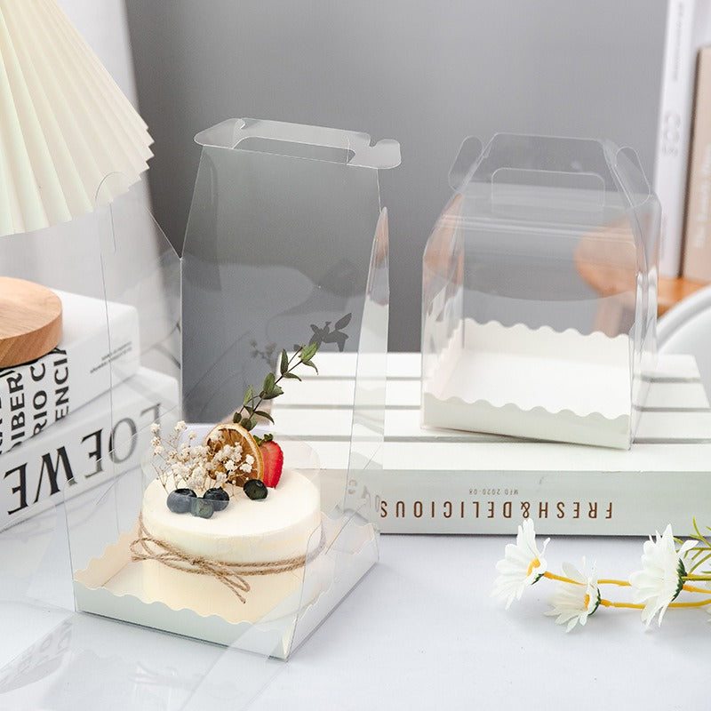 Clear Mini Cake Box W/ Handle & White Board | Ideal for 3" 4" 5" 6" Cake