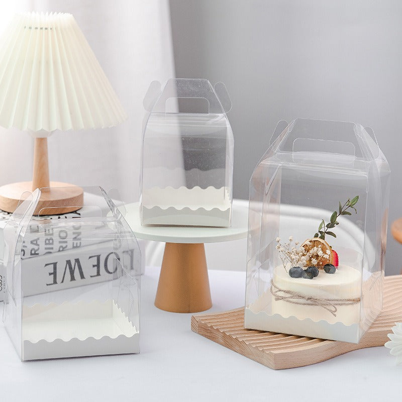 Clear Mini Cake Box W/ Handle & White Board | Ideal for 3" 4" 5" 6" Cake