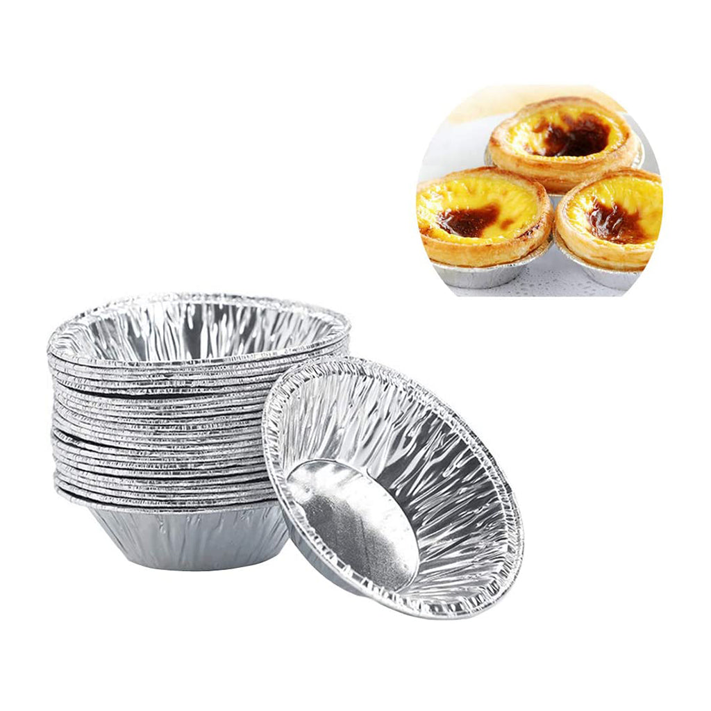 3.5" Aluminum Foil Egg Tart Mold Baking Cup stacked up