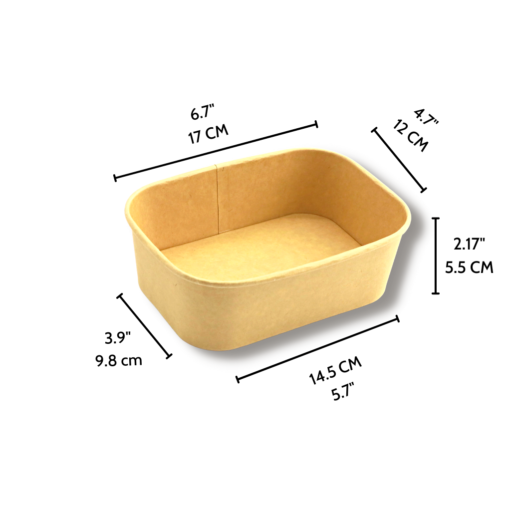 JH-R-750B | Contenant rectangulaire en papier kraft de 26 oz (base uniquement) - 300 pièces