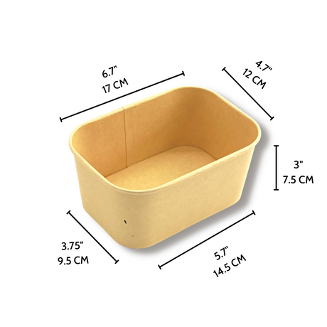 JH-R-1000B | 32oz Rectangular Kraft Paper Container (Base Only)