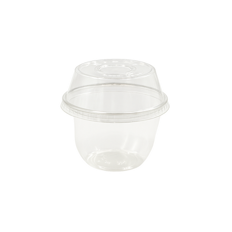 9oz Clear Plastic Dessert Cup with dome lid grey background