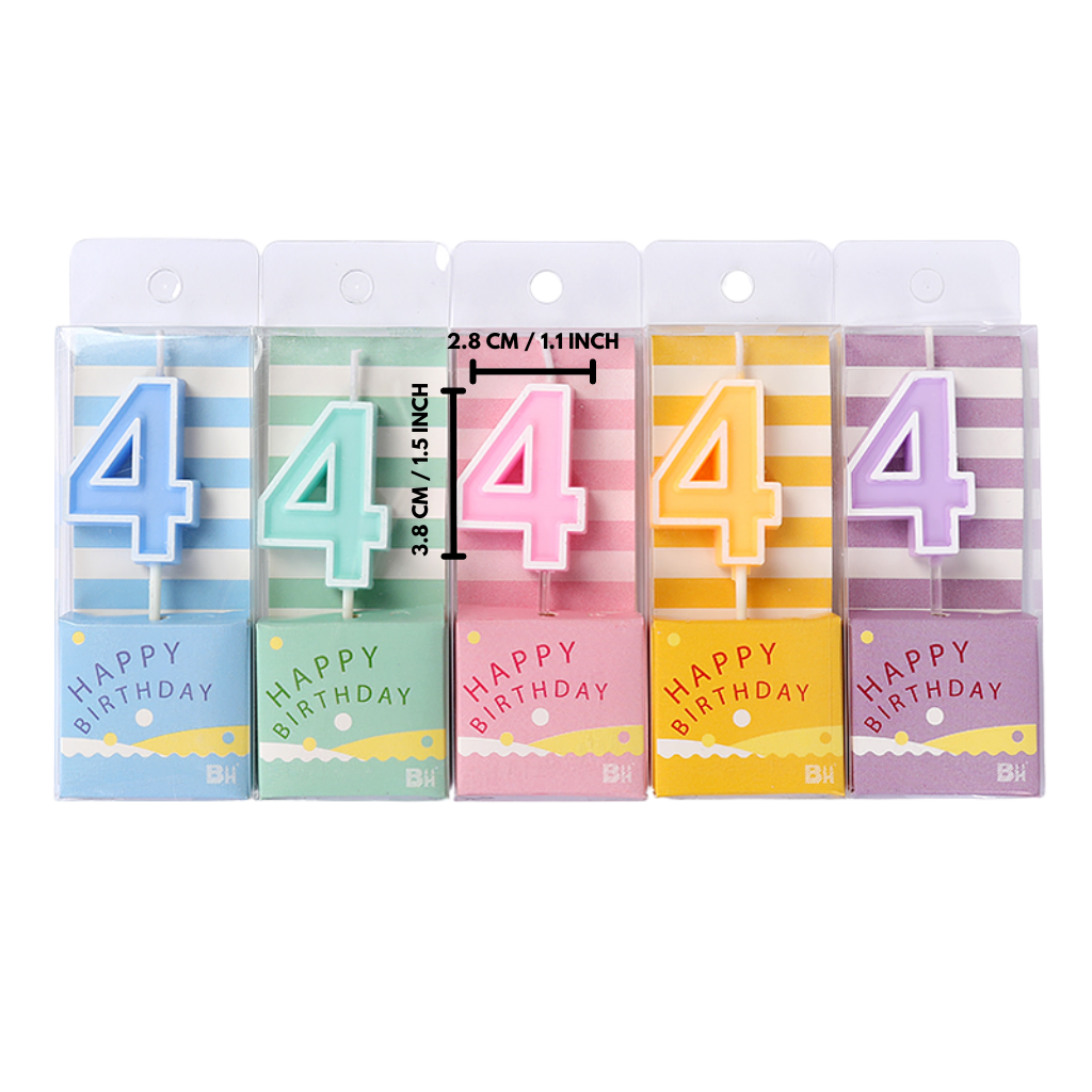 #0/#1/#2/#3/#4/#5/#6/#7/#8/#9 Number Party Candle (Random Color) | 1.1x1.5" - 12 Pcs - HD Bio Packaging