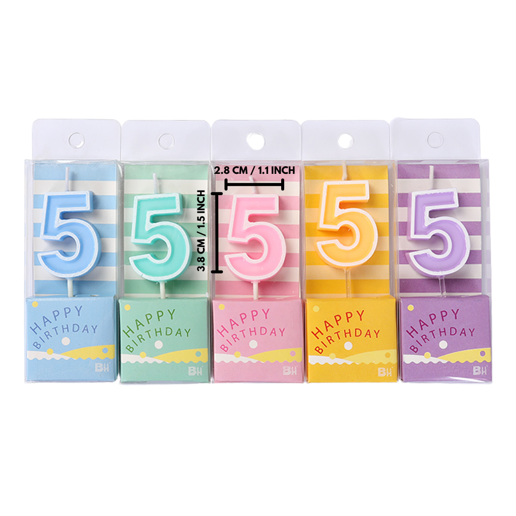 #0/#1/#2/#3/#4/#5/#6/#7/#8/#9 Number Party Candle (Random Color) | 1.1x1.5" - 12 Pcs - HD Bio Packaging