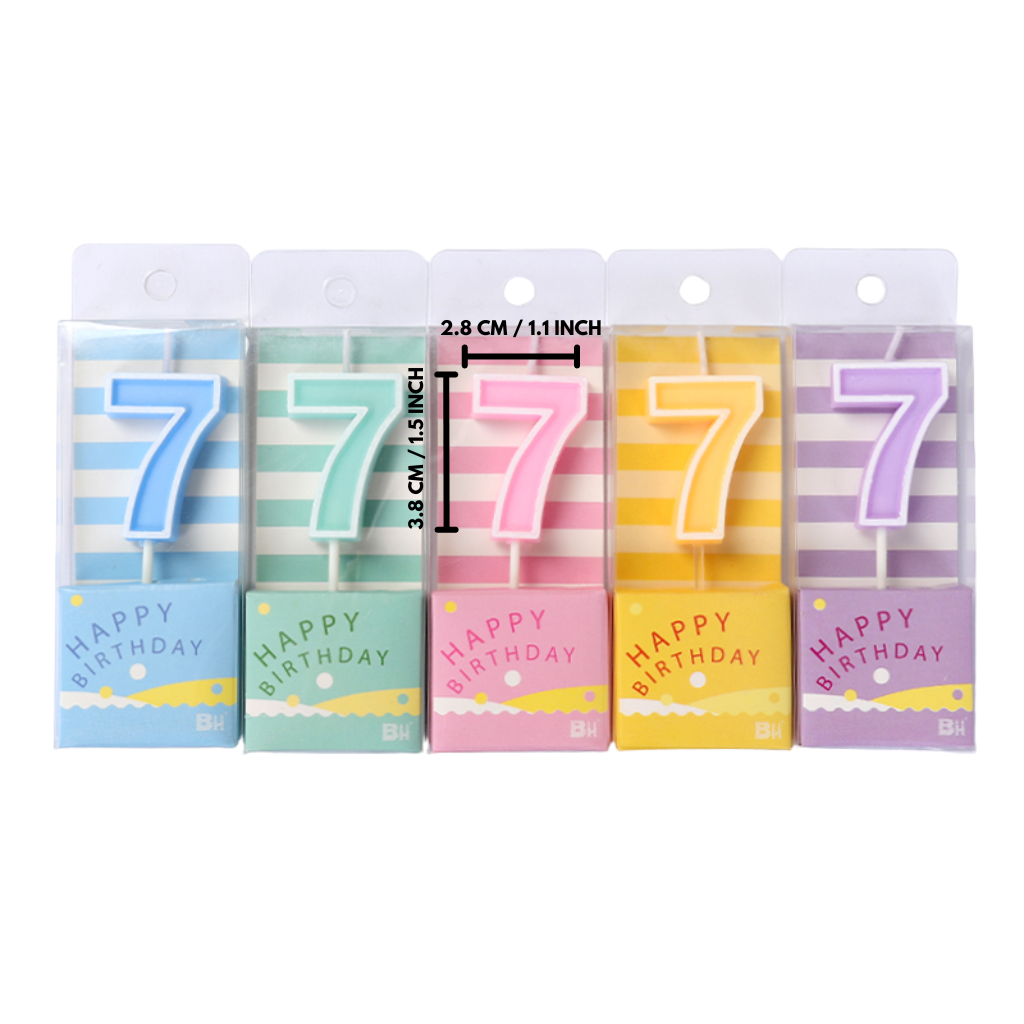 #0/#1/#2/#3/#4/#5/#6/#7/#8/#9 Number Party Candle (Random Color) | 1.1x1.5" - 12 Pcs - HD Bio Packaging