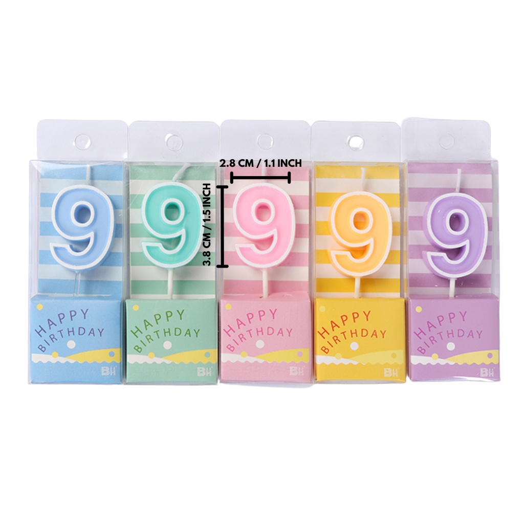 #0/#1/#2/#3/#4/#5/#6/#7/#8/#9 Number Party Candle (Random Color) | 1.1x1.5" - 12 Pcs - HD Bio Packaging