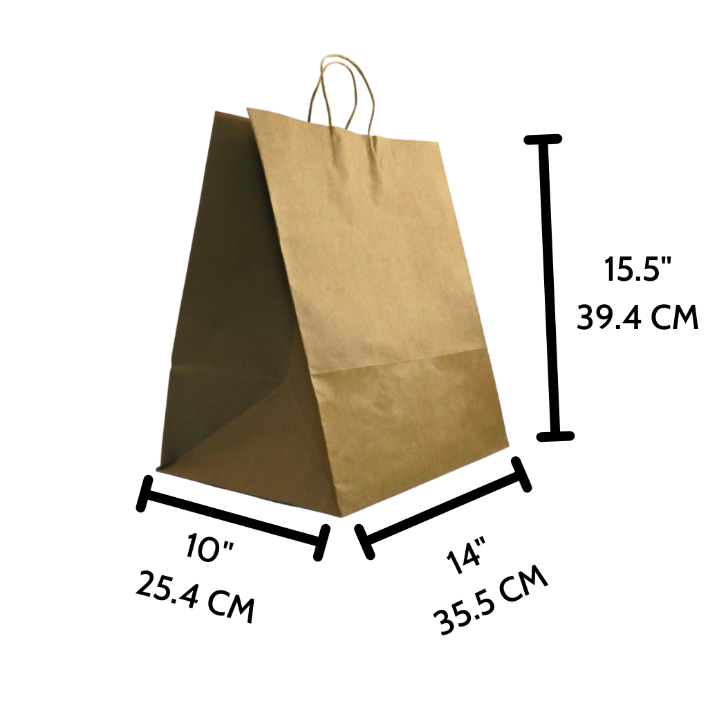 HD-141015 | 100% Recycled Paper Kraft Bag W/ Twisted Handle | 14x10x15.5"
