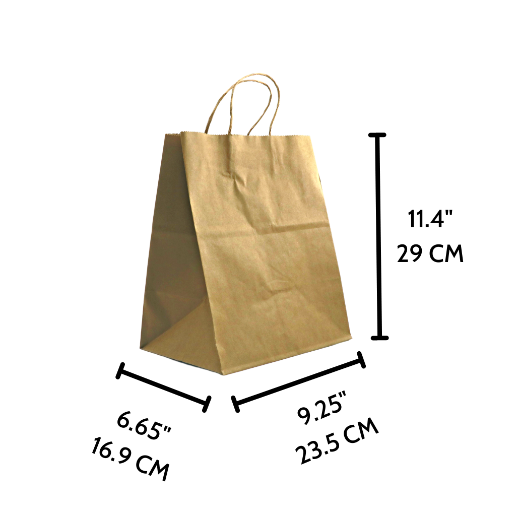 HD-9610 | 100% Recycled Paper Kraft Bag W/ Twisted Handle | 9.25x6.65x11.4"