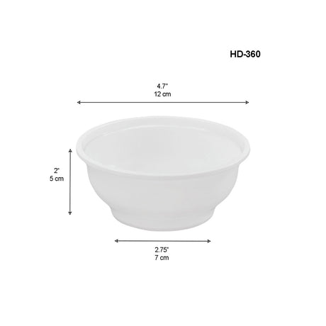 HD-360 | 12oz Microwaveable PP White Round Bowl (Base Only)