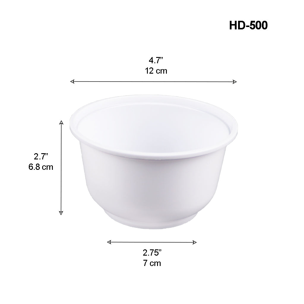 HD-500 | 16oz Microwaveable PP White Round Bowl (Base Only)