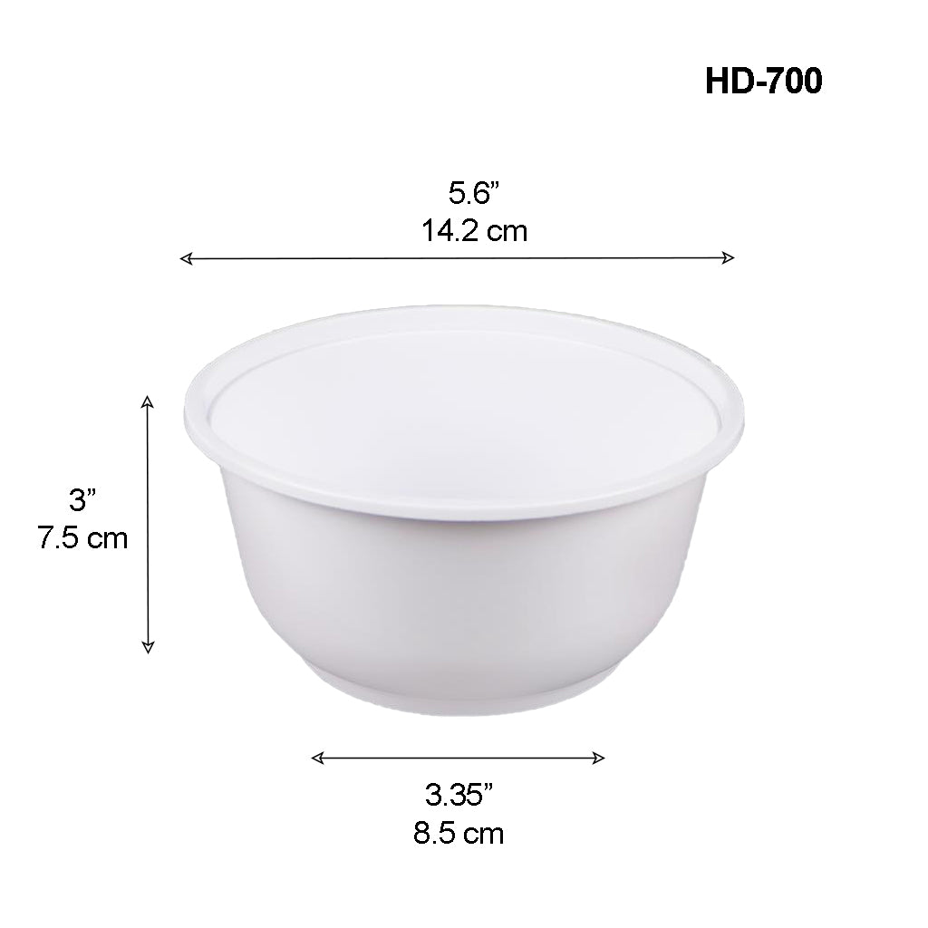 HD-700 | 24oz Microwaveable PP White Round Bowl (Base Only)