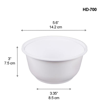 HD-700 | 24oz Microwaveable PP White Round Bowl (Base Only)
