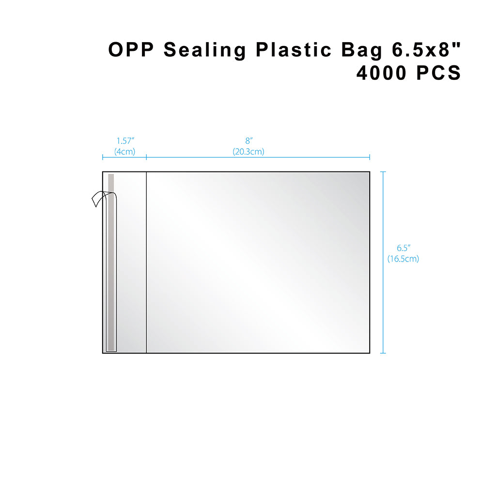 Clear Self Adhesive OPP Bag Cellophane Treat Bag 6.5x8 - size