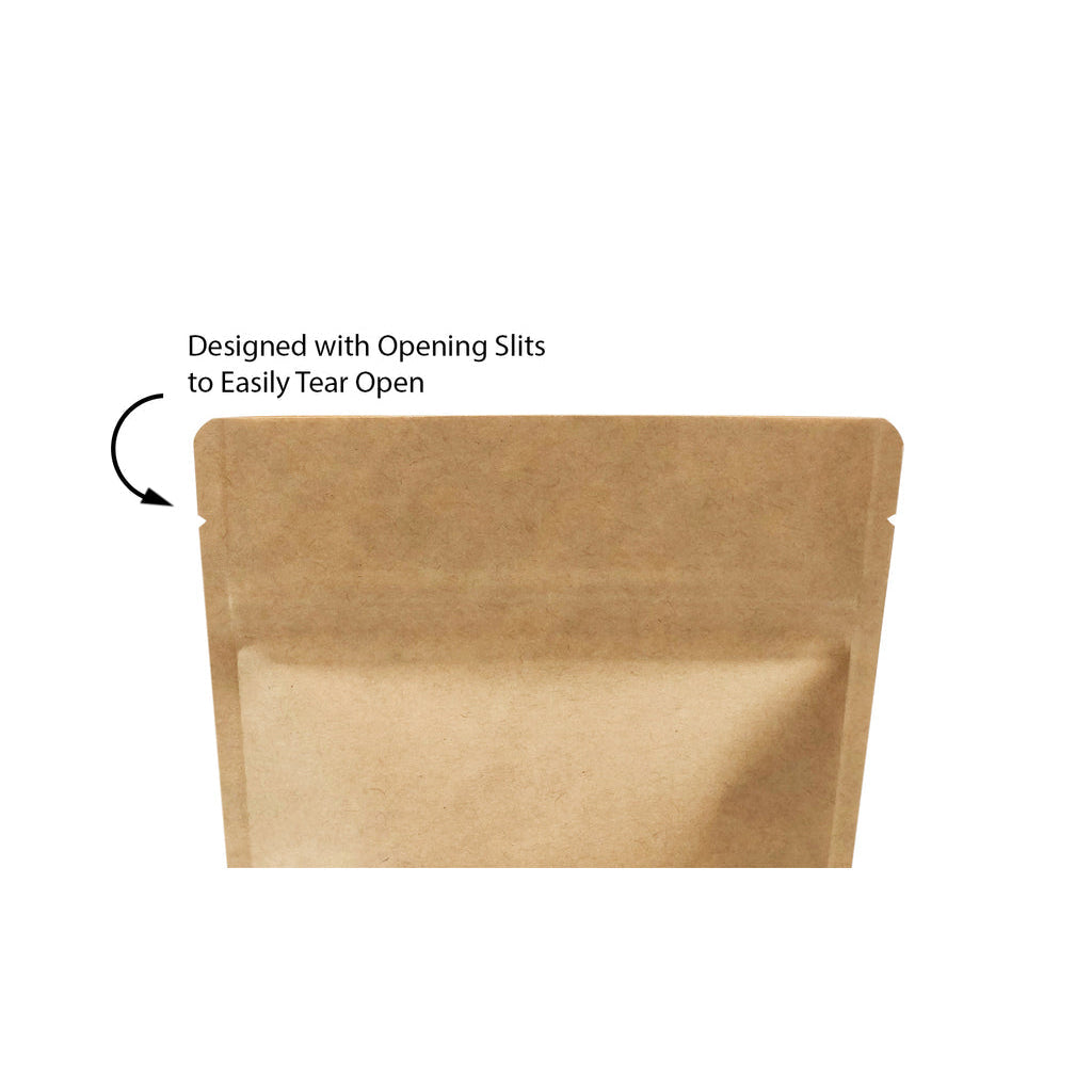 SZ1P-NKW | 1lb Stand-up Zip-lock Kraft Paper Pouch W/ Oval Window | 6.75x1.8x11.5"